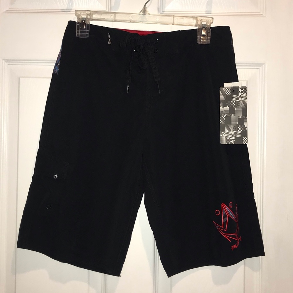 NWT Rusty Boy’s Black Board Shorts Size 18